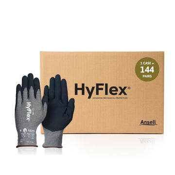 HyFlex Mechanical Protection Gloves Size by Ansell – Size 10, Grey & Black, Pack of 144, Model 11-581 Vend Pack