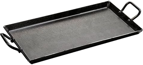 Lodge Pre-Seasoned Carbon Steel Griddle, 18 x 10 Inches | Lightweight Dual Handle Flat Top Cooking Pan for Stovetop, Oven, Grill & Family Size Meals, Carbon Steel