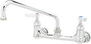 T&S Brass B-2342 Double Pantry Faucet, Wall Mount, 8-Inch Centers, 10-Inch Swing Nozzle, Lever Handles