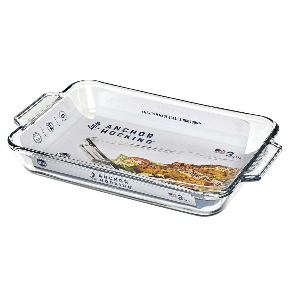 Bake Dish by Anchor Hocking – 3 quart, Glass, Clear, Model Z81935AHG17