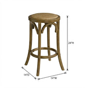 Walnut Backless Counter Stool by Furnifact – Elm Wood, Rattan, Elm, Brown