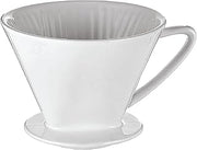 Cilio Coffee Dripper-#4 Medium, White Porcelain-Manual Filter Holder for Smooth Drip Coffee & Pour Over Brewing-Dishwasher Safe, Non Plastic.