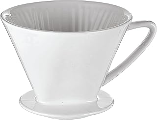 Cilio Coffee Dripper-#4 Medium, White Porcelain-Manual Filter Holder for Smooth Drip Coffee & Pour Over Brewing-Dishwasher Safe, Non Plastic.
