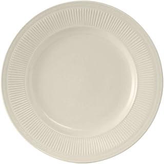 Tuxton China HEA-054 Plate, 5-1/2" Diameter, Round, Wide Rim, Embossed,Microwave and Dishwasher Safe, Oven Proof, Fully Vitrified, Ceramic, Hampshire, American White/Eggshell, Pack of 36