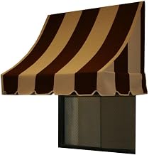 AWNTECH 10.38 FT. Nantucket Fixed Awning 124.5 in. W X 31 in. H X 24 in. D Acrylic Fabric in Brown/TAN Stripe NN22-10BRNT