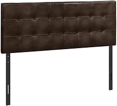 Furnifact Faux Leather-Upholstered Queen Headboard with Foam Padding, Upholstered Headboards for Queen Size Bed, Padded Head Board Only, Brown,Black