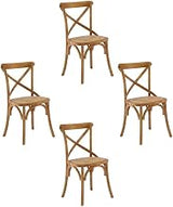Furnifact Wooden Dining Side Chair Set of 4, Upholstered Kitchen Chairs for Dining Table and Dining Room Set, Walnut