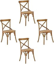Furnifact Wooden Dining Side Chair Set of 4, Upholstered Kitchen Chairs for Dining Table and Dining Room Set, Walnut