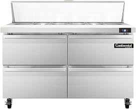 SW48-12C-D Sandwich Unit, 48" W, With 12 Pan Top Openings, 19" Cutting Board & Four Drawers