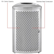 Triangular Indoor Trash Can with Removable Plastic Liner by Global Industrial – 1.5 gallons, Stainless Steel, Silver, Model EK9075B-MT