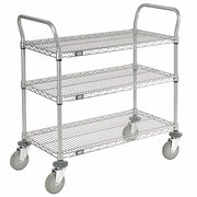 Wire Shelf Utility Cart by Nexel – 24"L x 24"W x 38"H, 12-Gauge Powder Coated Steel, Silver Epoxy Powder, Model 2436P3EP