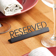 Stainless Steel Reserved Sign by American Metalcraft – 4.95x0.80x1.15, Stainless Steel, Black, Model SBR5