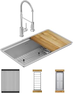 Elkay Crosstown 18 Gauge Workstation Stainless Steel 31-1/2" x 18-1/2" x 9" Single Bowl Undermount Sink & Faucet Kit
