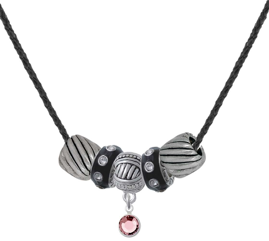Crystal Light Pink Channel Drop Black Beaded Necklace by Delight Jewelry – Crystal, Pink