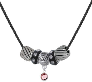 Crystal Light Pink Channel Drop Black Beaded Necklace by Delight Jewelry – Crystal, Pink
