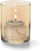 Hollowick Gold Lustre Tealight Cylinder Glass Lamp, 2 1/2 inch Height - 1 Each.