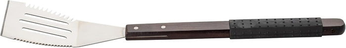 Tablecraft 12883 BBQ Grilling Turner, 19.5” Stainless Steel, Wide Flat Blade, Soft-Grip Acacia Wood Handle, Grill Spatula for Outdoor Cooking & Flipping Foods