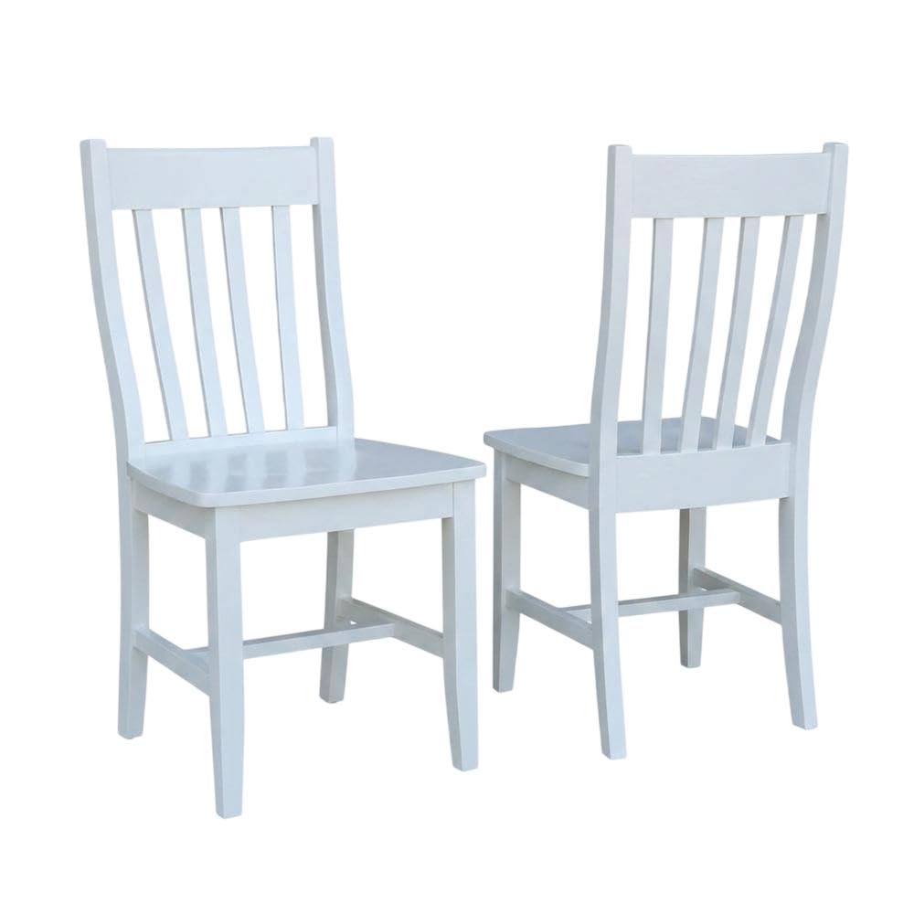 Solid Wood Dining Chair with Cafe-Style Design by Furnifact – Wood, White, Pack of 2