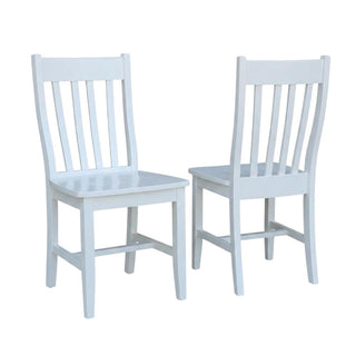 Solid Wood Dining Chair with Cafe-Style Design by Furnifact – Wood, White, Pack of 2