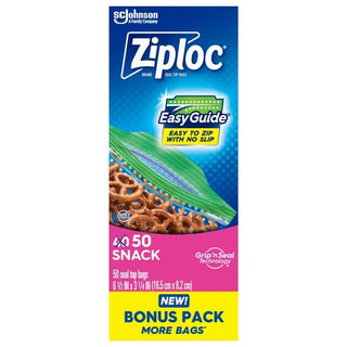 Snack Seal Top Bags Bonus Pack, 50 Count by Ziploc – Pack of 50