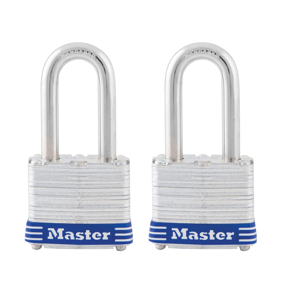 Master Lock Silver / 1-1/2" shackle / 2 Pack, Keyed-Alike Keyed Padlocks