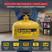 Justrite Yellow / 2 Gallon / Type I Cans
