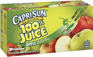 Capri Sun 100% Juice, Apple Splash, 6 Fl Oz,10 Count (Pack of 4)