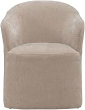 Starlight Canyon Home Solid Wood Upholstered Dining Chair with Castors, Eclectic Accent Upholstered Kitchen Chairs for Dining Room, Brown