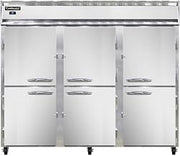 3RES-SA-HD Extra-Wide Three Section Reach In Refrigerator, 85-1/2"W, Shallow Depth, Stainless Exterior & Half-Height Doors