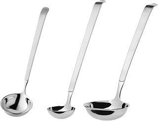 Amefa Stainless Steel Serving Set 3 Piece Ladle Set: Soup Ladle, Large Ladle, Dressing Spoon