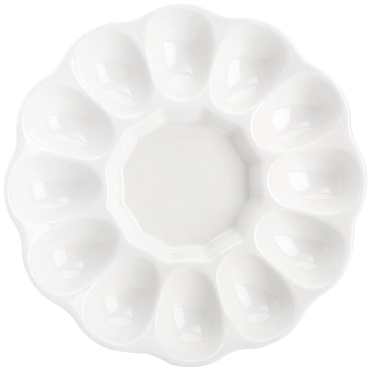 Hedume Ceramic Deviled Egg Tray, 12 Cup Capacity, White