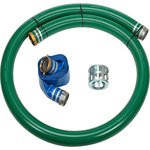 4" Trash Pump Hose Kits w/Aluminum Couplings and Fittings by Apache – 54"L x 7"W x 54"H, Polyvinyl Chloride (PVC), Green, Model 98128667