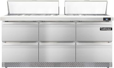 SW72-18C-FB-D Sandwich Unit, 72" W, With 18 Pan Top Openings, Front Breathing, Six Drawers & 19" Cutting Board