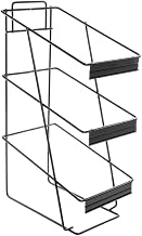 HUBERT Basket Stand 3-Tier with Sign Holder Channel Black Wire - 7 1/2" L x 12 1/4" W x 20 1/2" H