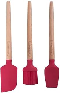 Farberware Pro S3 Mini Wood Baking Set - Silicone Basting Brush, Spatula and Spoon Spatula with Beechwood Handles, Heat Resistant to 450F, 3-Piece Kitchen Utensils Set