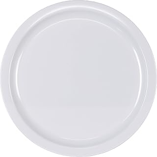 Carlisle FoodService Products Kingline Reusable Plastic Plate Dinner Plate for Home and Restaurant, Melamine, 10 Inches, White
