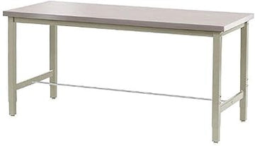 Global Industrial 48" W x 30" D Adjustable Height Workbench, 1-1/2" Thick Stainless Steel Square Edge, Tan