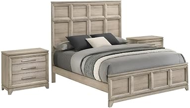 Grey-Beige Wood Bedroom Set with King Panel Bed