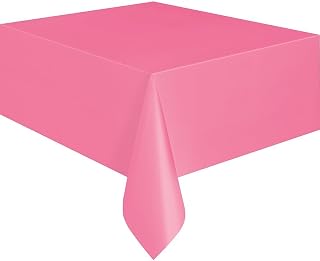 Creative Converting Touch of Color Plastic Table Cover, 54 by 108-Inch, Candy Pink