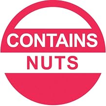 HUBERT Contains Nuts Labels Red Food Advisory Labels White Imprint - 1"Dia, 1000 Per Roll