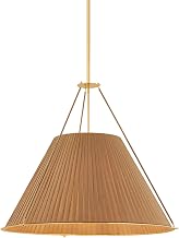 Hudson Valley Lighting Sunside 5-Light Chandelier | Essential & Natural Style | Aged Brass Finish | Made of Textile | Damp-Rated for Bathroom Use | Adjustable Hang Height 32-86" | 1145-AGB