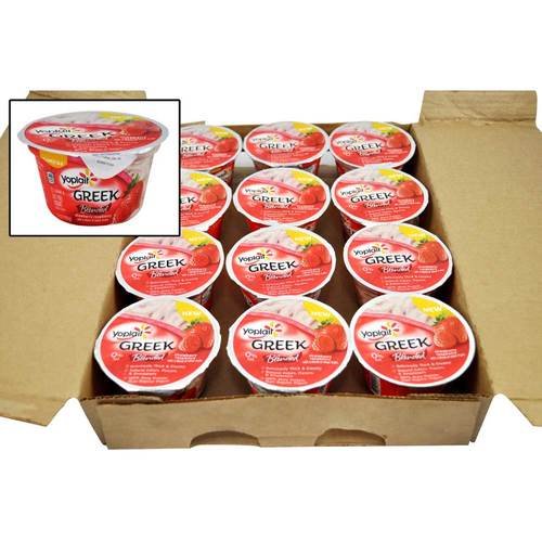 Yoplait Greek Blended Strawberry Raspberry Yogurt by General Mills – 5.3 Ounce (Pack of 12)