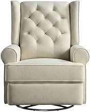 Furnifact Fabric-Upholstered Recliner with USB Port and Glider, Glider Rocking Chair, Natural