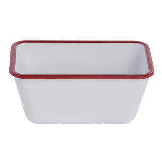Serving Bowl Enamelware Look Melamine White/Red - 7" L x 4 1/4 W x 3 1/10 D by HUBERT – Melamine, White, Model 240411