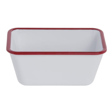 Serving Bowl Enamelware Look Melamine White/Red - 7" L x 4 1/4 W x 3 1/10 D by HUBERT – Melamine, White, Model 240411