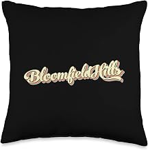 Bloomfield Hills TShirt Retro Art Baseball Font Vintage Throw Pillow