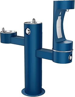 Elkay Outdoor EZH2O Bottle Filling Station Tri-Level Pedestal, Non-Filtered Non-Refrigerated Blue