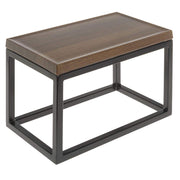 Black Display Riser with Acacia Top - 7" H by HUBERT – Metal, Black, Model 73114+14779