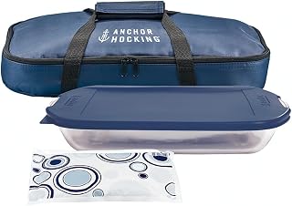 Anchor Hocking Oven Basics 4-Piece Navy Blue Bake-N-Take Glass Set