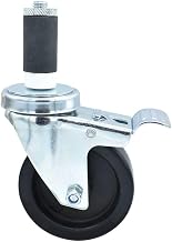 BK Resources 4" Polyolefin 1-1/4" Expanding Stem Swivel Caster for Work Tables with Total Lock Brake, NSF, 300lb Capacity Per Wheel